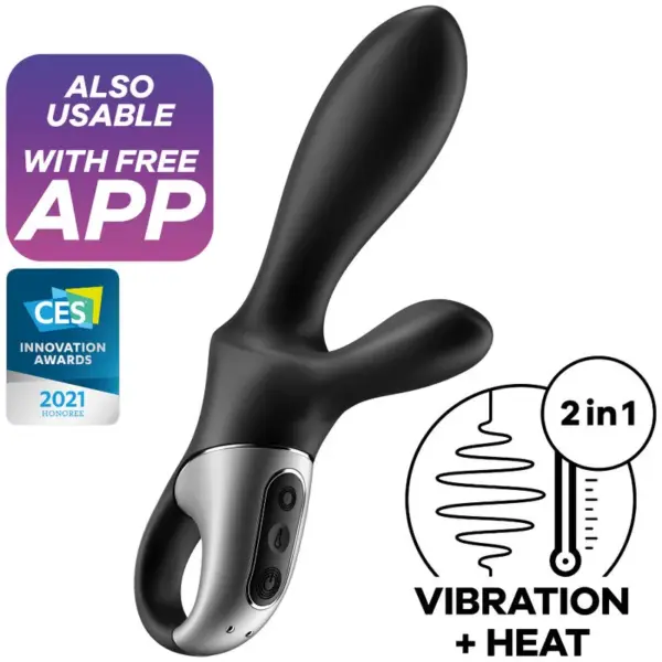 SATISFYER - HEAT CLIMAX+ ANALE VIBRATOR APP ZWART