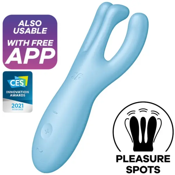 SATISFYER - THREESOME 4 VIBRATOR APP BLAUW