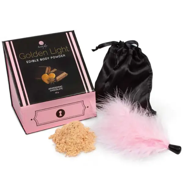 SECRETPLAY - GOLDEN LIGHT KIT EETBARE POEDER EN AFRODISIACUM CHOCOLADE VEER