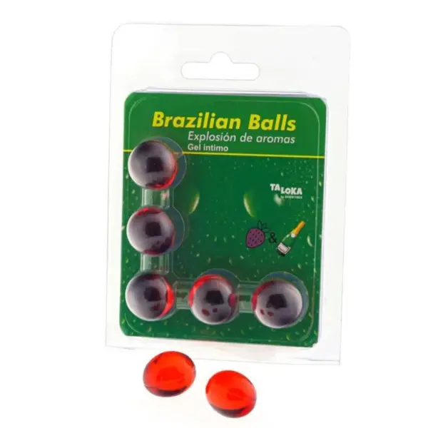TALOKA - BRAZILIAANSE BALLEN INTIMATE GEL AARDBEIEN & CHAMPAGNE 5 BALLEN
