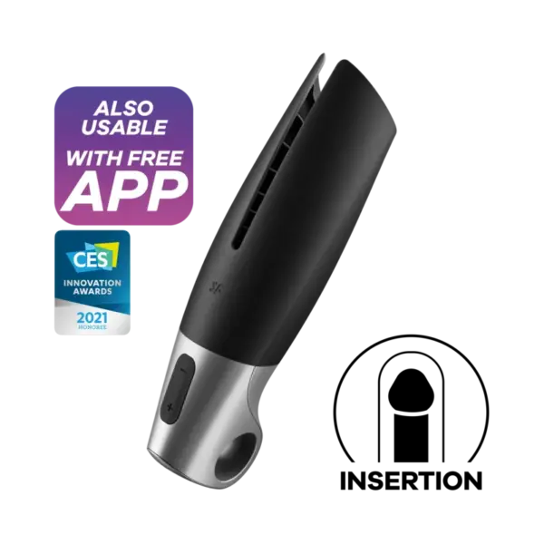 SATISFYER - POWER MASTURBATOR ZWART EN ZILVER