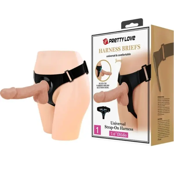 PRETTY LOVE - HARNAS BRIEFS UNIVERSEEL HARNAS MET JERRY DILDO 21,8 CM NATUURLIJK