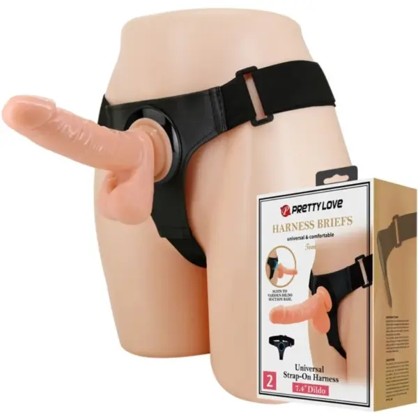 PRETTY LOVE - HARNAS SLIP UNIVERSEEL HARNAS MET DILDO TOM 20 CM NATUURLIJK