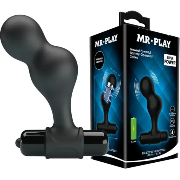 MR PLAY - ZWARTE SILICONEN VIBRERENDE ANALE PLUG