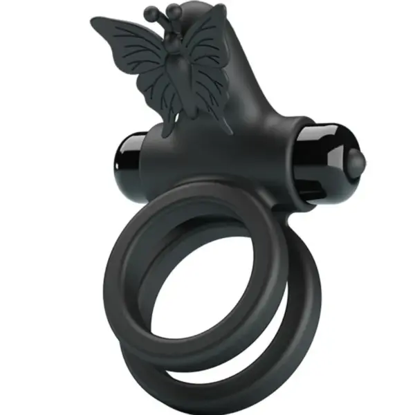 PRETTY LOVE - DUBBELE VIBRERENDE RING MET ZWARTE STIMULATOR