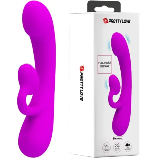 PRETTY LOVE - OPRECHTE SILICONEN CLITORALE VIBRATOR EN ZUIGELING PAARS