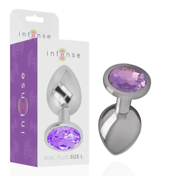 INTENSE - METALEN ALUMINIUM ANALE PLUG MET VIOLET KRISTAL MAAT S