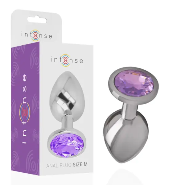 INTENSE - METALEN ALUMINIUM ANALE PLUG MET VIOLET KRISTAL MAAT M