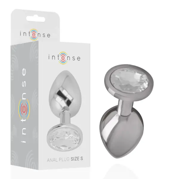 INTENSE - ALUMINIUM METALEN ANAAL PLUG MET ZILVEREN KRISTAL MAAT S