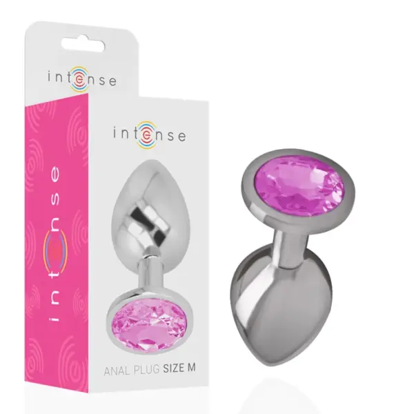 INTENSE - METALEN ALUMINIUM ANALE PLUG MET ROZE KRISTALLEN MAAT M