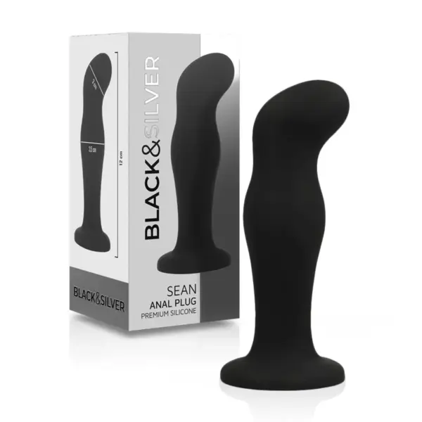 BLACK&SILVER - SEAN PREMIUM SILICONEN ANAAL PLUG ZWART