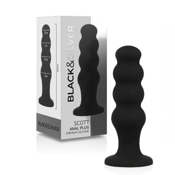 BLACK&SILVER - SCOTT PREMIUM SILICONEN ANAAL PLUG ZWART