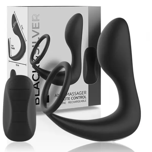 BLACK&SILVER - AFSTANDSBEDIENING ANALE MASSAGER OPLAADBARE SILICONEN ZWART