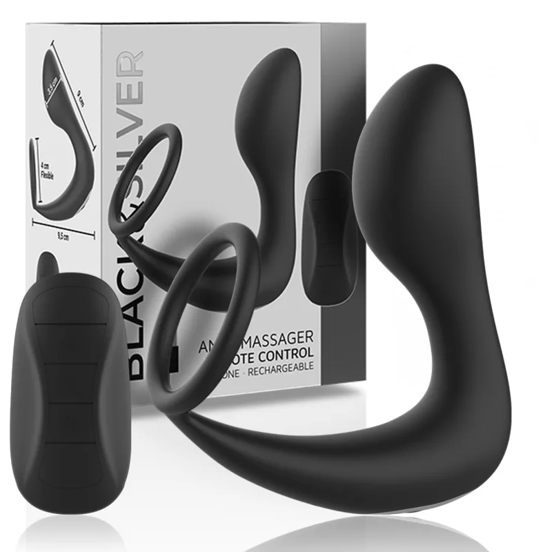 BLACK&SILVER - AFSTANDSBEDIENING ANALE MASSAGER OPLAADBARE SILICONEN ZWART