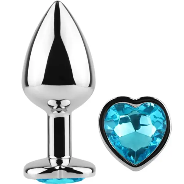 SECRETPLAY - METALEN BUTT PLUG BLAUW HART MAAT S 7 CM