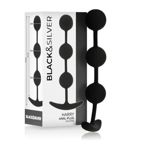 BLACK&SILVER - HARRY ROSARIO ANAAL 3 SILICONEN BOLLETJES 14 CM