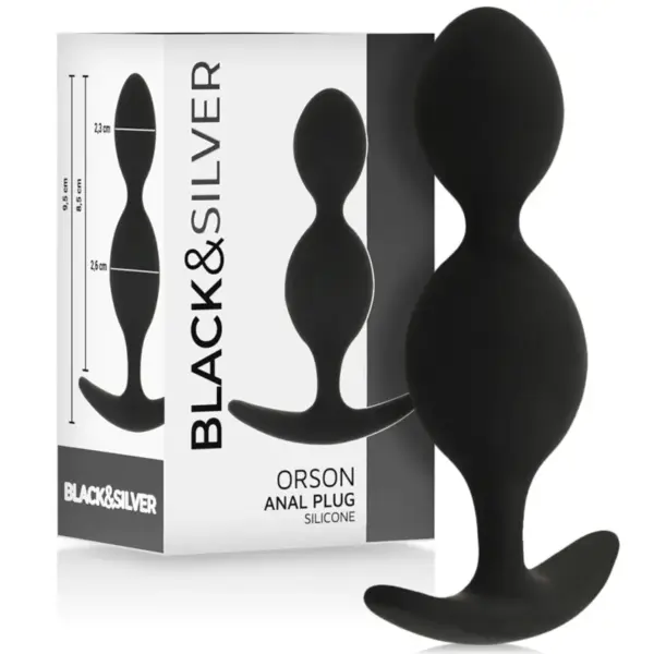 BLACK&SILVER - ORSON SILICONEN PLUG 2 ANALE GOLVEN 9 CM