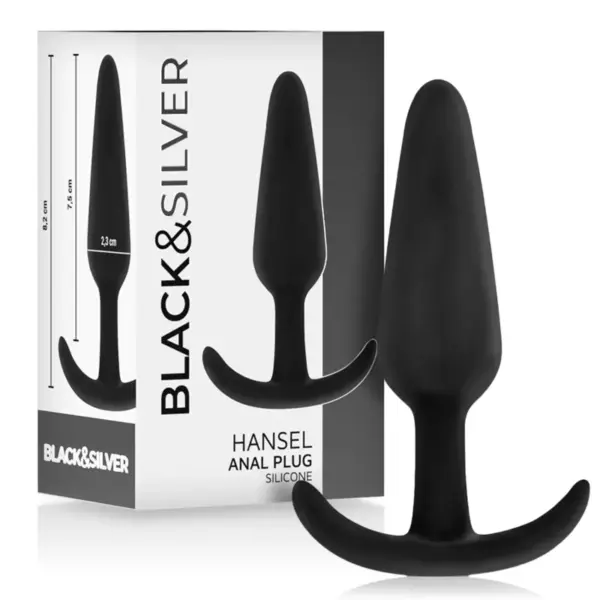 BLACK&SILVER - HANSEL SILICONEN ANAAL PLUG MET HANDVAT KLEIN