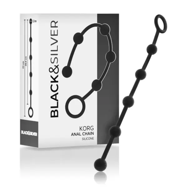 BLACK&SILVER- KORG ROSARIO ANALE INITIATIE SILICONEN 21 CM