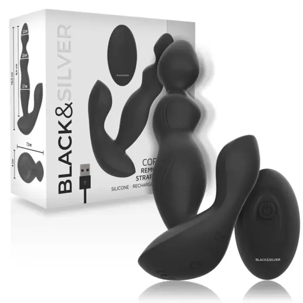 BLACK&SILVER - CORA PROSTAAT PLUG SILICONEN AFSTANDSBEDIENING