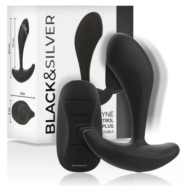 BLACK&SILVER - DWAYNE SILICONEN ANAAL PLUG AFSTANDSBEDIENING