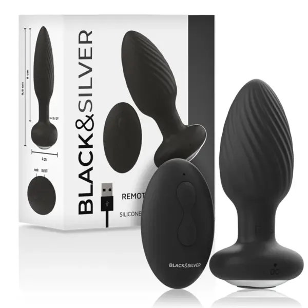BLACK&SILVER - WELLS ANAL DRAAIBARE PLUG SILICONEN AFSTANDSBEDIENING