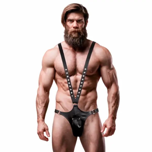 FETISH SUBMISSIVE ATTITUDE - V-VORMIG ECO-LEDEREN HARNAS VOOR MANNEN