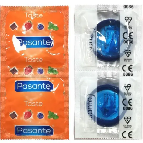 PASANTE - CONDOOMZAK MET BLAUWE BESSENSMAAK 144 STUKS