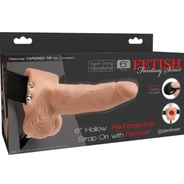 FETISH FANTASY SERIE - VERSTELBARE HARNAS AFSTANDSBEDIENING REALISTISCHE PENIS MET OPLAADBARE TESTIKELEN EN VIBRATOR 15 CM