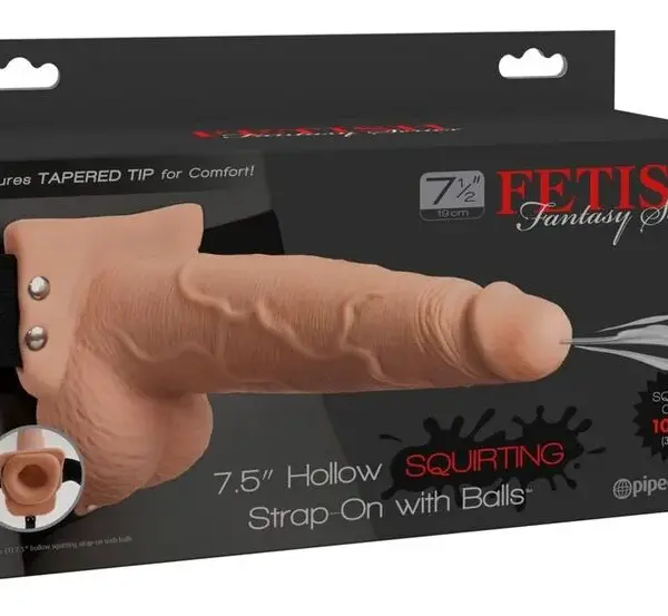 FETISH FANTASY SERIE - VERSTELBAAR REALISTISCH PENISHARNAS MET SPUITENDE TESTIKELEN 19 CM