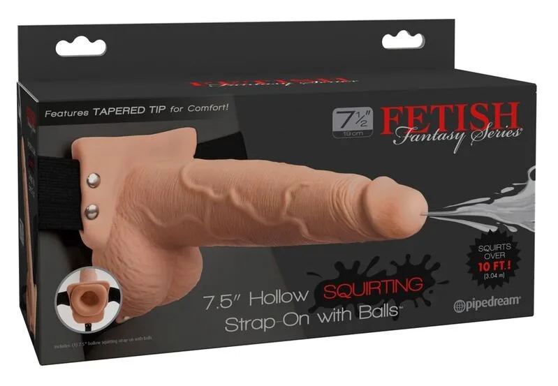 FETISH FANTASY SERIE - VERSTELBAAR REALISTISCH PENISHARNAS MET SPUITENDE TESTIKELEN 19 CM