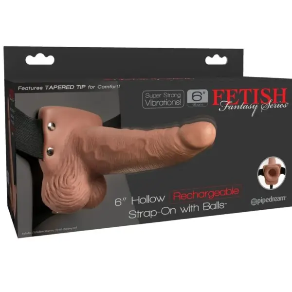 FETISH FANTASY SERIE - VERSTELBARE REALISTISCHE PENIS HARNAS MET OPLAADBARE TESTIKELEN EN VIBRATOR 15 CM