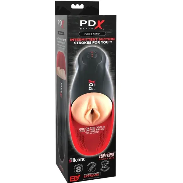 PDX ELITE - FUCK-O-MATIC VAGINA DUBBELE VIBRATIE PENIS & TESTIKELEN STROKER MASTURBATOR
