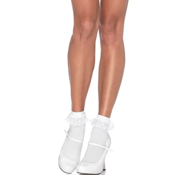 LEG AVENUE - WITTE KANTEN RUCHE SOKKEN