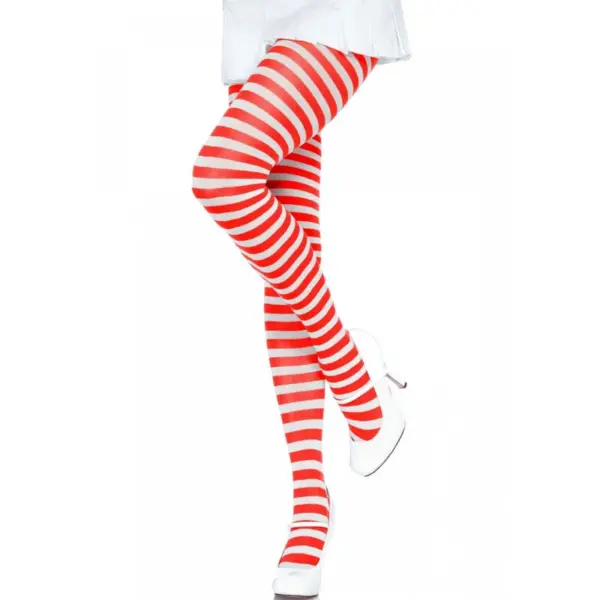 LEG AVENUE - WIT/ROOD GESTREEPTE PANTY