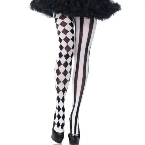 LEG AVENUE - ZWART/WITTE HARLEQUIN KOUSEN