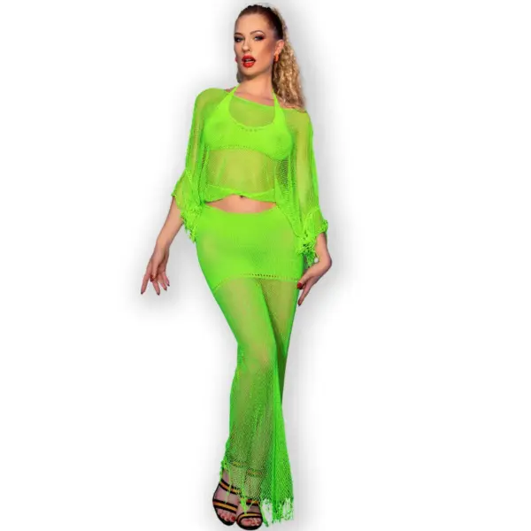 CHILIROSE - CR 4666 TOP & GROENE ROK S/M