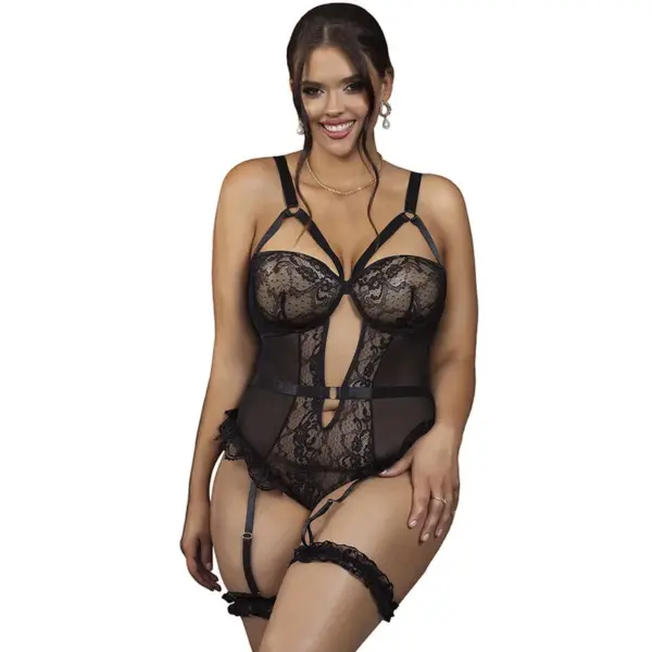 SUBBLIME - TEDDY MET KANTEN DETAILS EN BANDJES ZWART L/XL