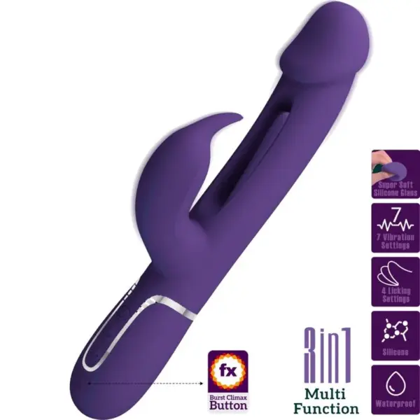 PRETTY LOVE - KAMPAS 3 IN 1 MULTIFUNCTIONELE KONIJNENVIBRATOR MET VIOLETTE TONG
