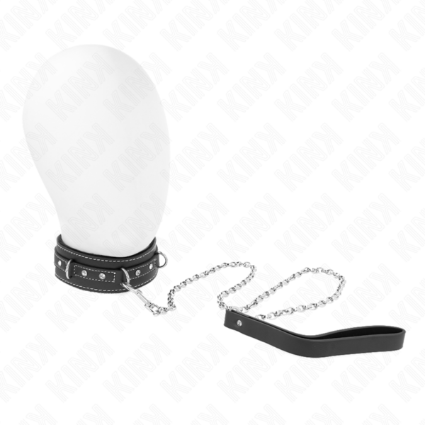 KINK - 105 CM PVC LEDEREN LIJNHALSBAND MET STRASSKLINKNAGEL 41,5 X 4 CM