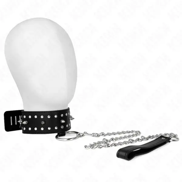 KINK - 65 CM ZILVEREN STUDDED LIJNHALSBAND MODEL 1 VERSTELBAAR 36-43 CM X 5 CM