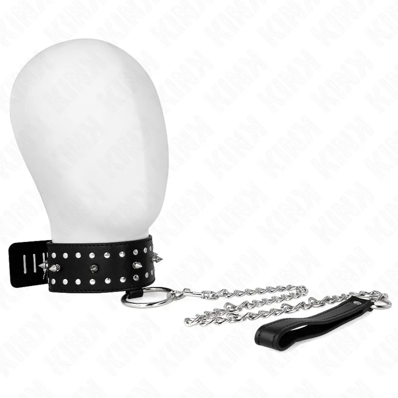 KINK - 65 CM ZILVEREN STUDDED LIJNHALSBAND MODEL 1 VERSTELBAAR 36-43 CM X 5 CM