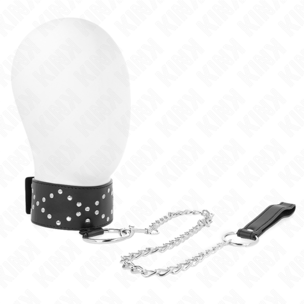 KINK - 65 CM ZILVEREN STUDDED BAND KRAAG MODEL 3 VERSTELBAAR 36-43 CM X 5 CM