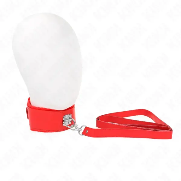 KINK - 116 CM ZILVEREN STUDDED LIJNHALSBAND MODEL 4 ROOD VERSTELBAAR 40-48 CM X 6 CM