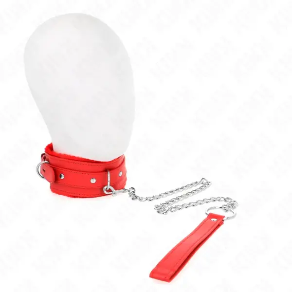 KINK - 65 CM RODE LIJNHALSBAND MET BEPERKINGEN VERSTELBAAR 36-42 CM X 5,5 CM
