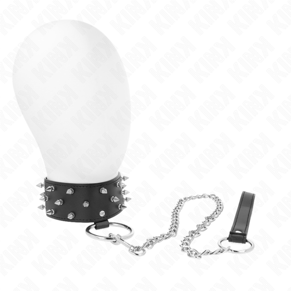 KINK - 65 CM ZILVEREN STUDDED BAND KRAAG MODEL 5 VERSTELBAAR 36-43 CM X 5 CM