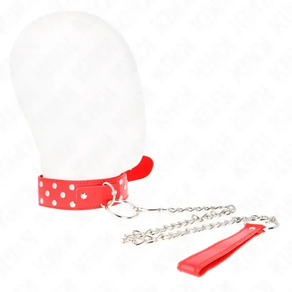 KINK - 65 CM RODE RINGKLINKNAGEL LIJNHALSBAND VERSTELBAAR 36-50 CM X 3,8 CM