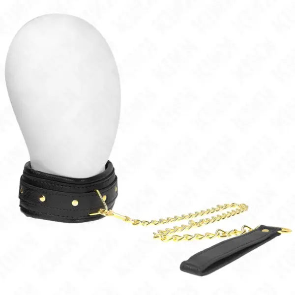 KINK - HALSBAND MET IMITATIESPONSBAND VAN LEDER MODEL 1 VERSTELBAAR 37-54 CM X 3 CM