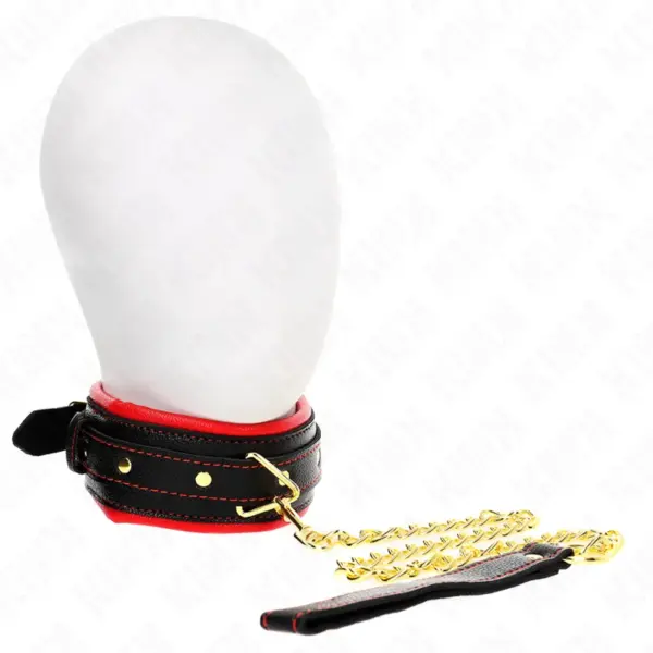 KINK - HALSBAND MET LEERSPONSBAND MODEL 2 VERSTELBAAR 37-54 CM X 3 CM