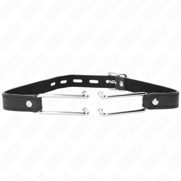 KINK - 11,5 CM METALEN HAAK GAG MET VERSTELBARE LEDEREN BAND 39-58 CM X 2 CM